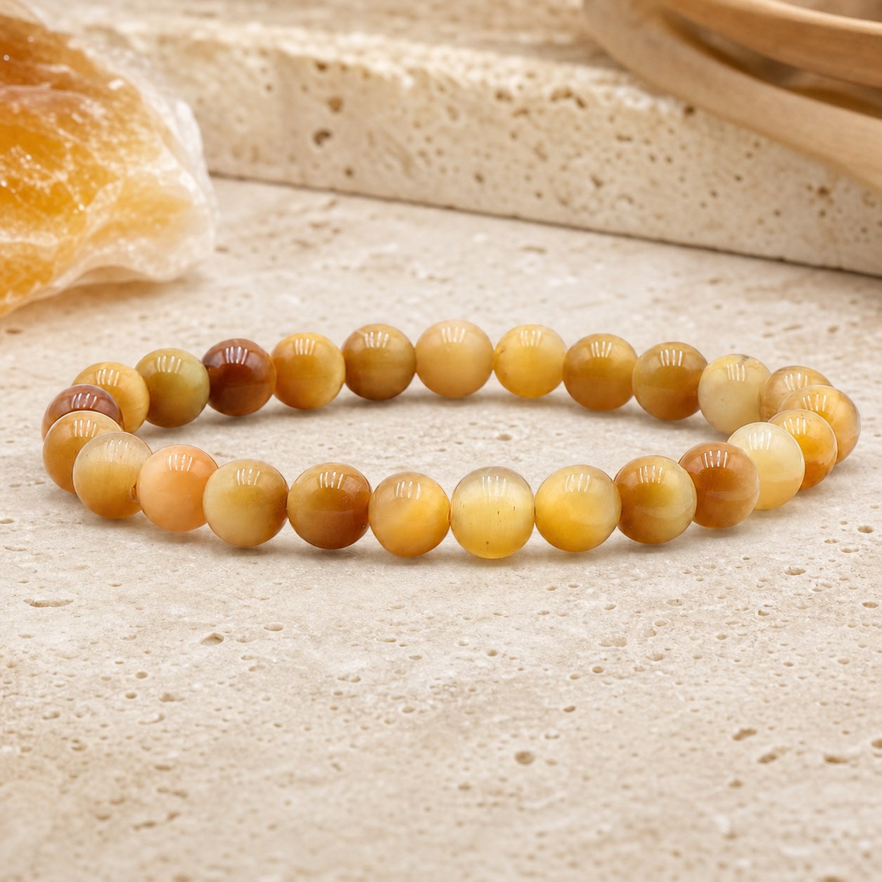 Bracelet Oeil de Tigre Doré 8 mm – Brume Douce