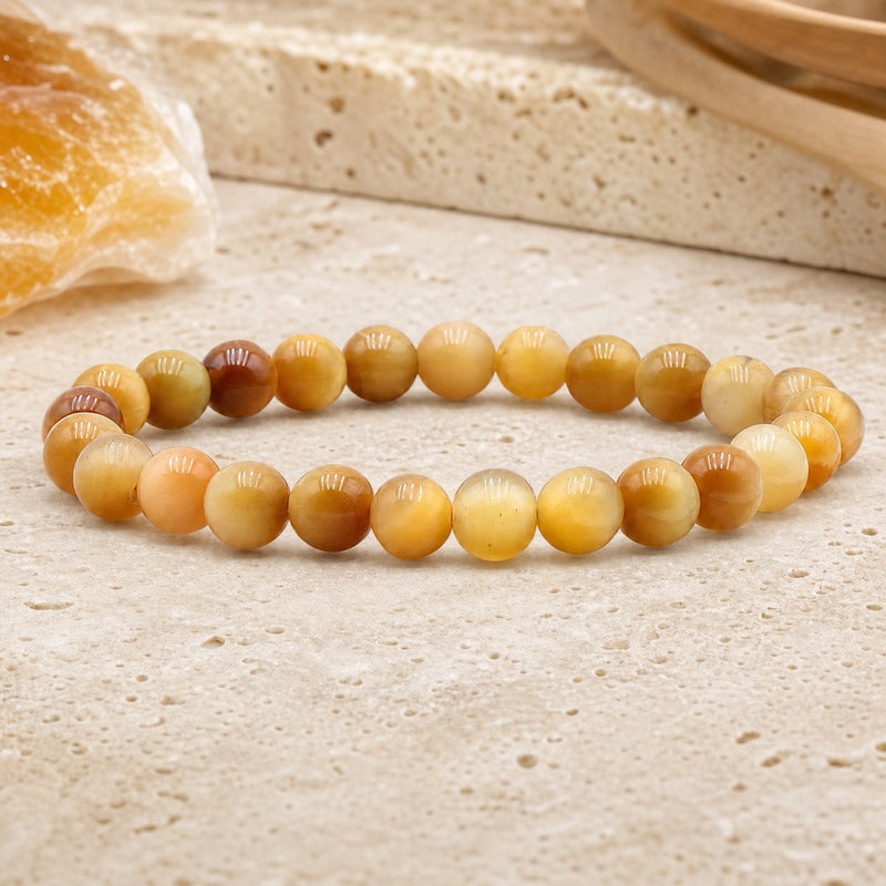 Bracelet Oeil de Tigre Doré 8 mm – Brume Douce