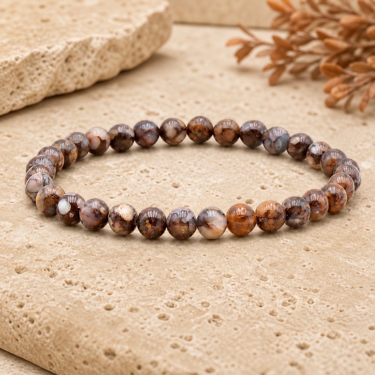 Bracelet Opale Brune 6 mm – Équilibre de la Terre