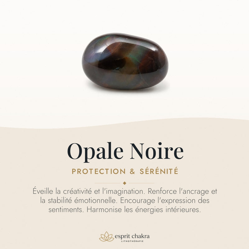 Bracelet Opale Noire 10 mm – Mystère Serein