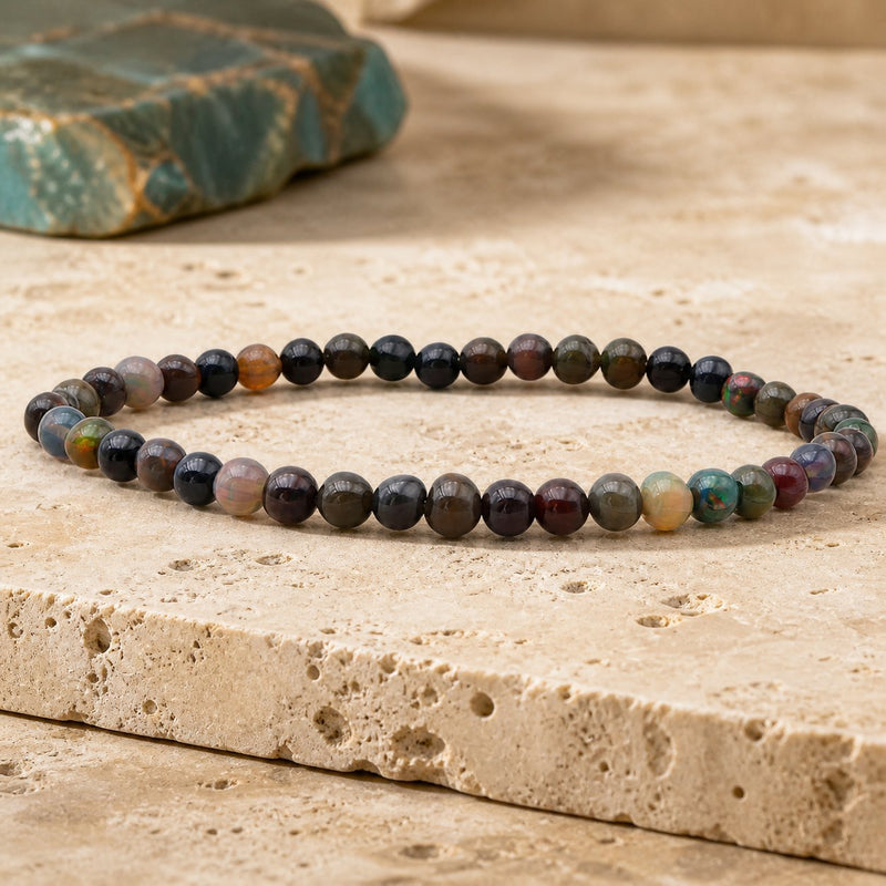 Bracelet Opale Noire 4 mm – Calme du Secret