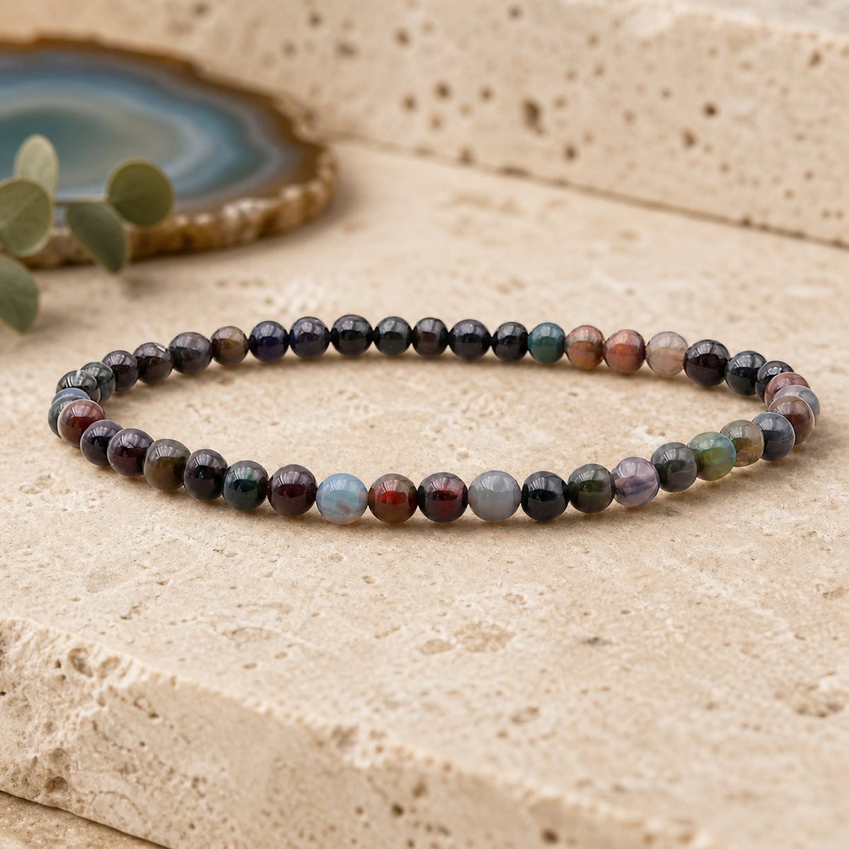 Bracelet Opale Noire 4 mm – Équilibre des Profondeurs