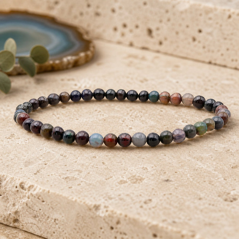 Bracelet Opale Noire 4 mm – Équilibre des Profondeurs