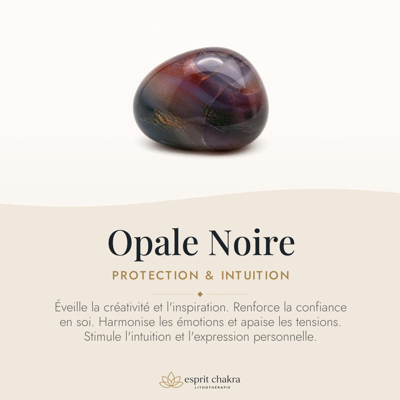 Bracelet Opale Noire 6 mm – Clairière Douce