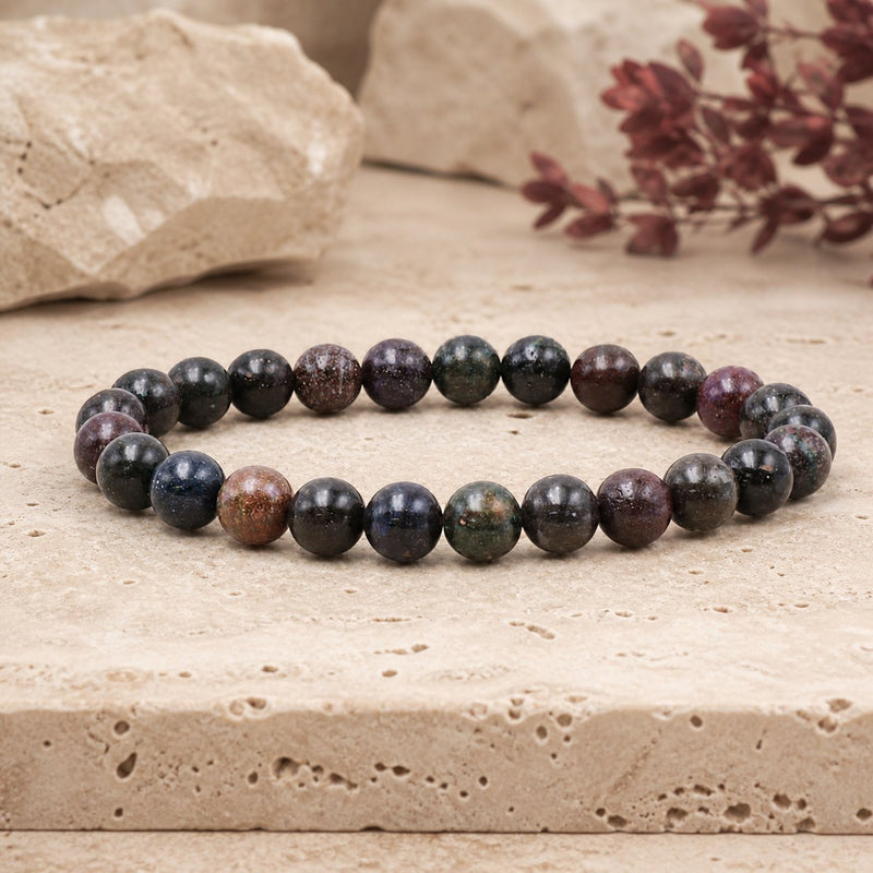 Bracelet Opale Noire 8 mm – Clairière Paisible