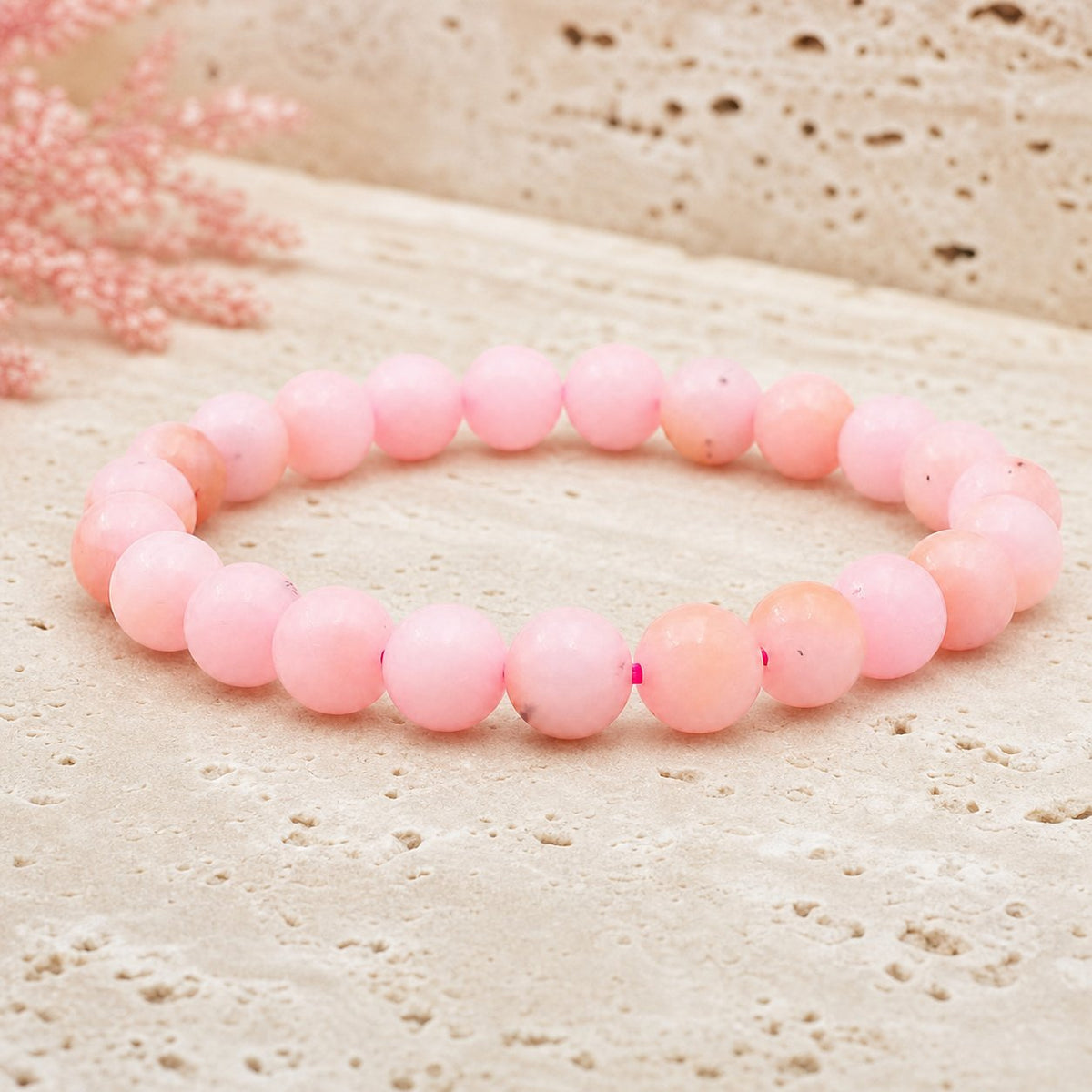 Bracelet Opale Rose 8 mm – Jardin Paisible