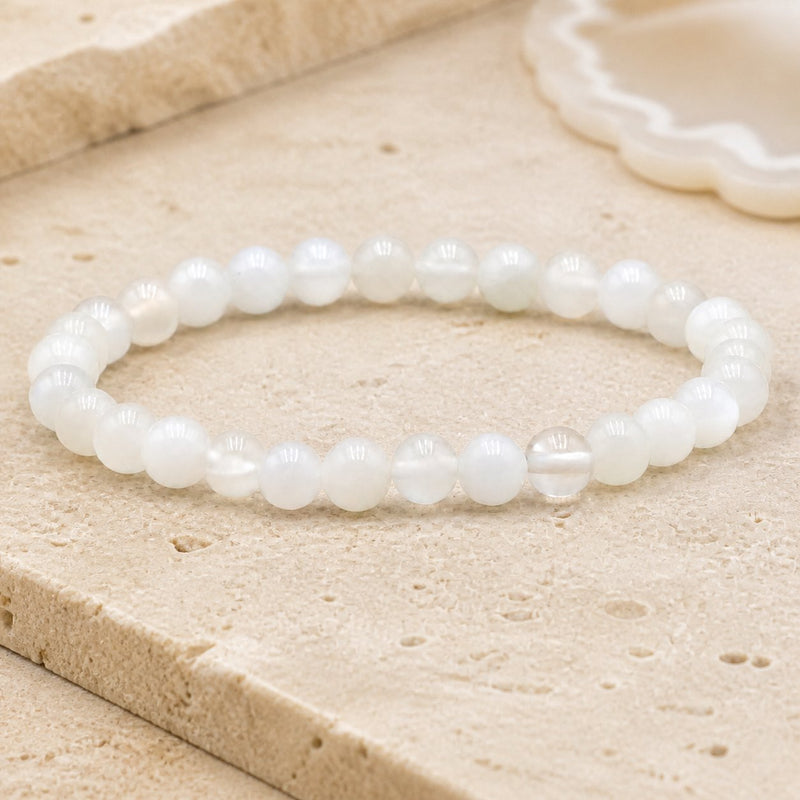 Bracelet Pierre de Lune Beige 6 mm – Équilibre des Humeurs