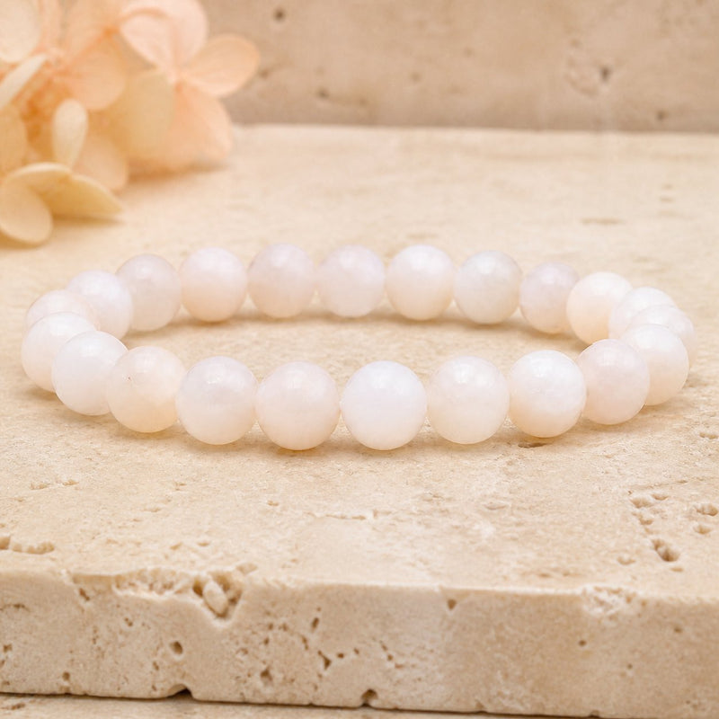 Bracelet Pierre de Lune Beige 8 mm – Constance Douce