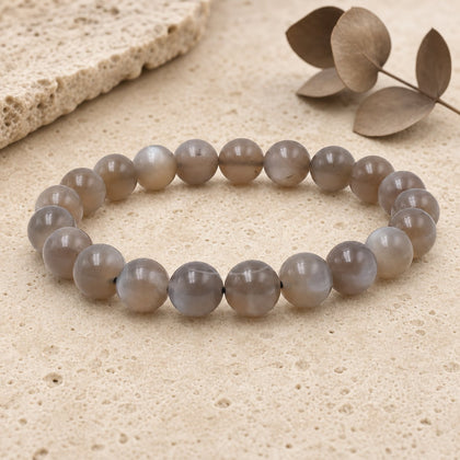 Bracelet Pierre de Lune Grise 10 mm – Intuition Calme