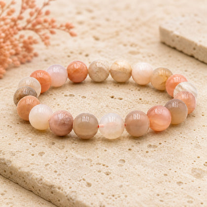 Bracelet Pierre de Lune Multicolore 10 mm – Harmonie des Passages