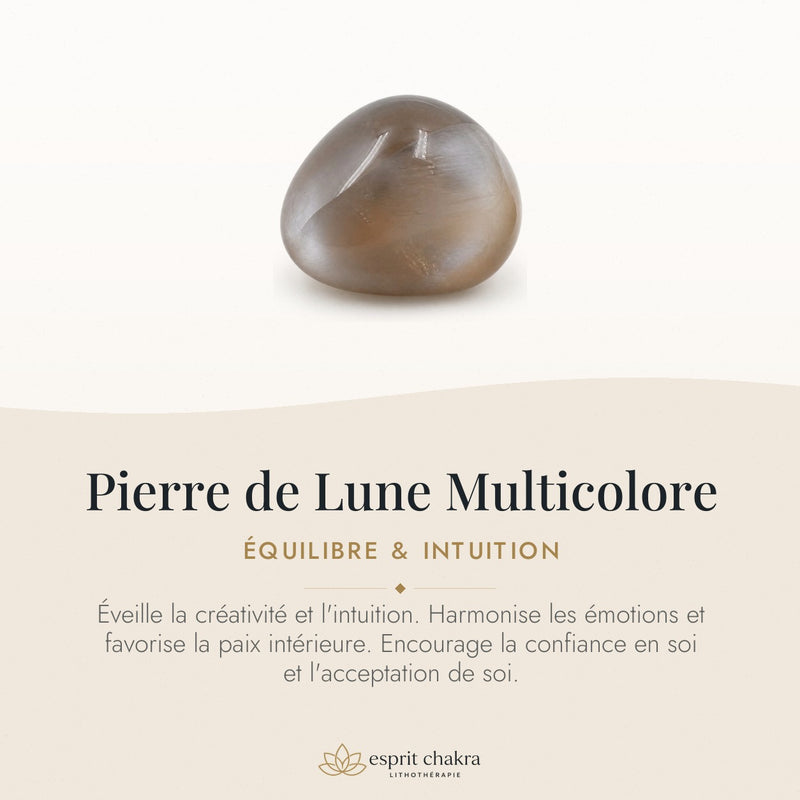 Bracelet Pierre de Lune Multicolore 10 mm – Intuition des Rêves