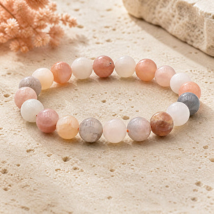 Bracelet Pierre de Lune Multicolore 10 mm – Intuition des Rêves