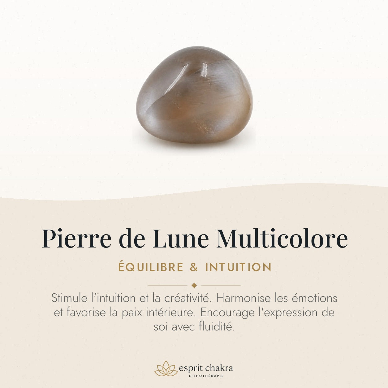 Bracelet Pierre de Lune Multicolore 10 mm – Intuition Douce — vertus de la pierre