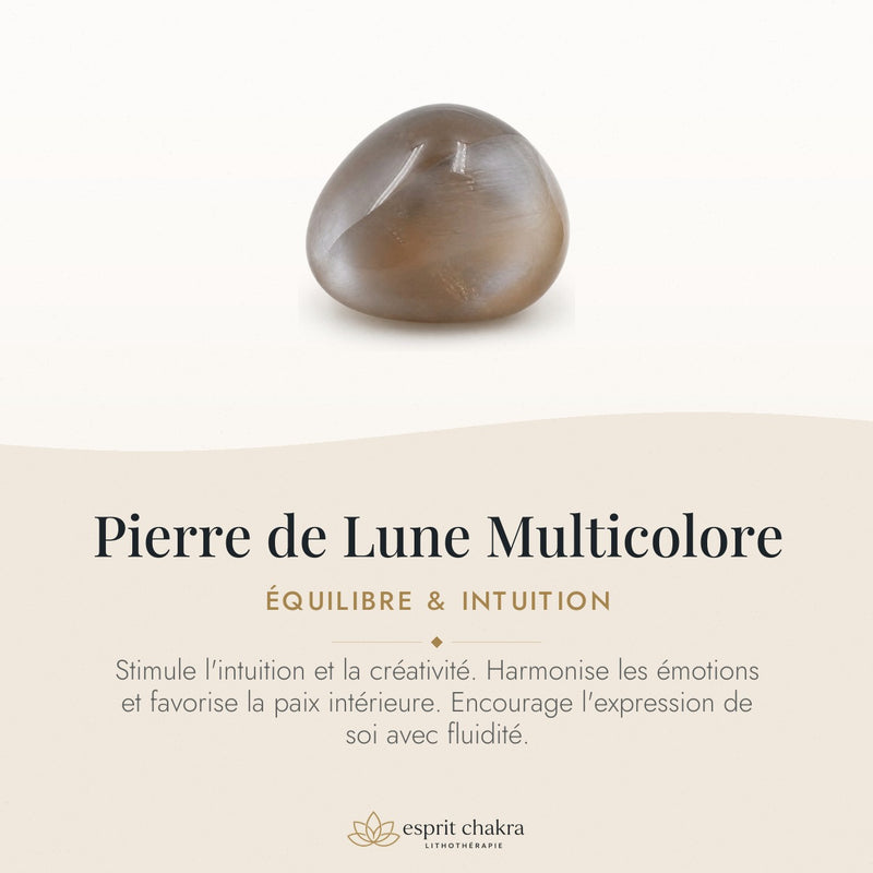 Bracelet Pierre de Lune Multicolore 10 mm – Intuition Douce