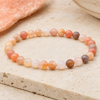Bracelet Pierre de Lune Multicolore 6 mm – Persévérance Sereine