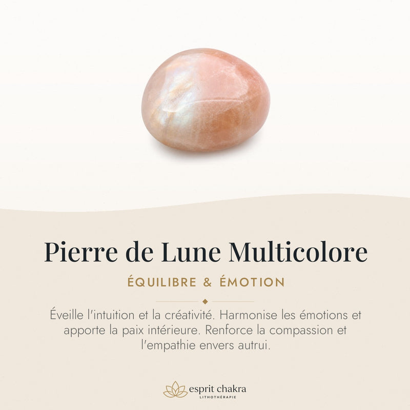 Bracelet Pierre de Lune Multicolore 8 mm – Bravoure Tranquille