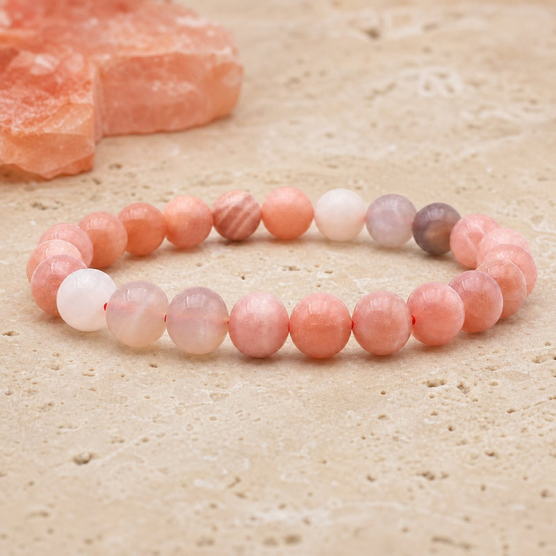 Bracelet Pierre de Lune Multicolore 8 mm – Bravoure Tranquille