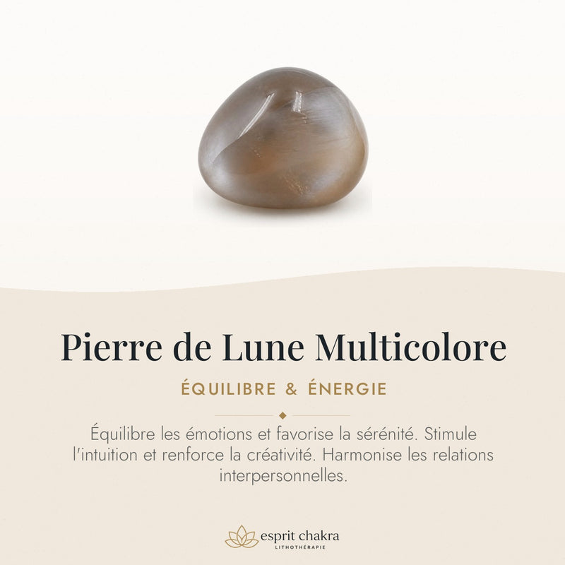 Bracelet Pierre de Lune Multicolore 8 mm – Vaillance Douce