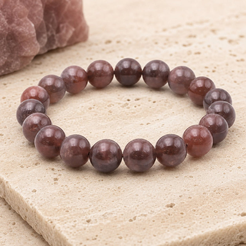 Bracelet Pierre de Soleil Noire Orangée 10 mm – Audace Confiante