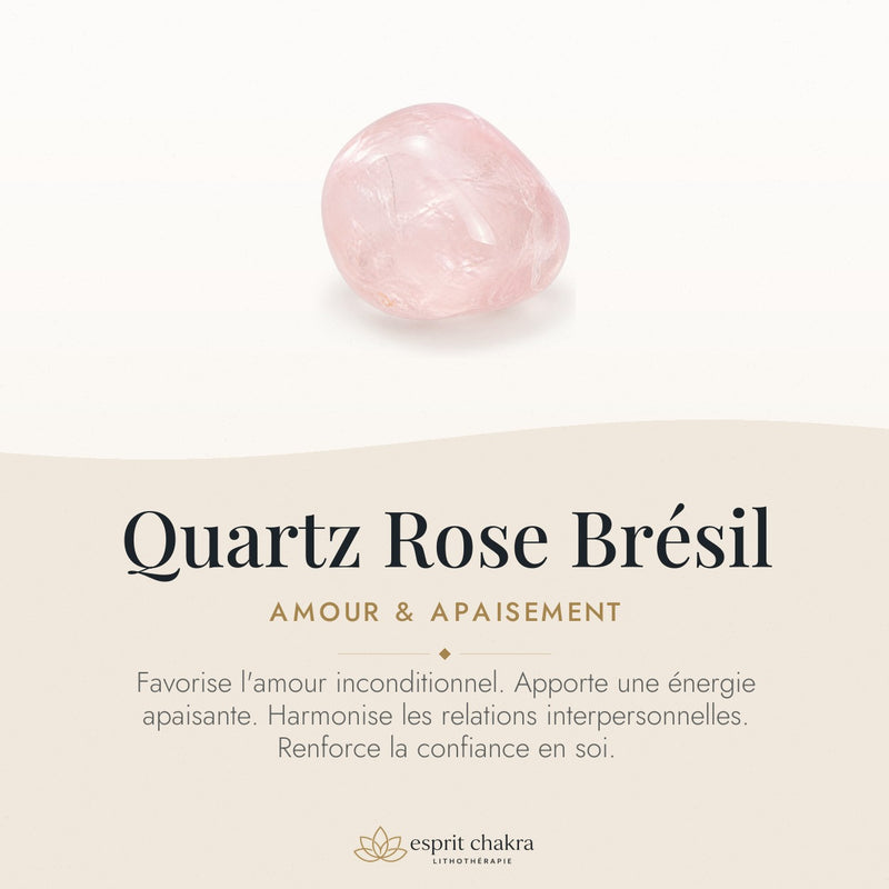 Bracelet Quartz Rose 10 mm – Cœur Léger