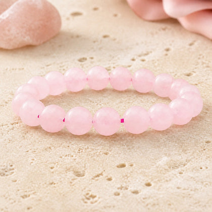 Bracelet Quartz Rose 10 mm – Cœur Léger