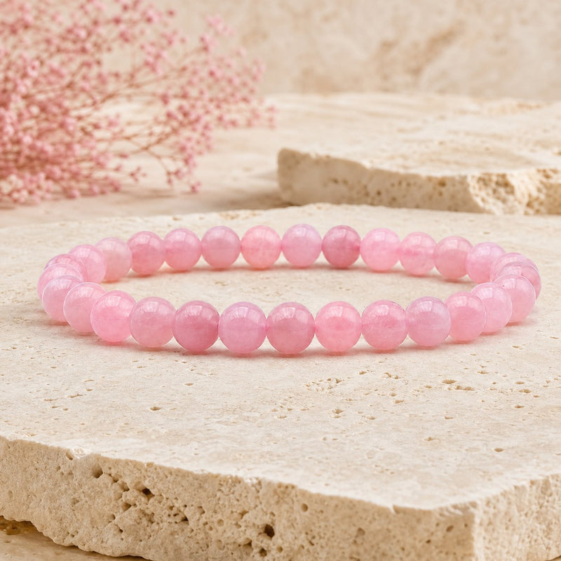 Bracelet Quartz Rose 6 mm – Élan Léger