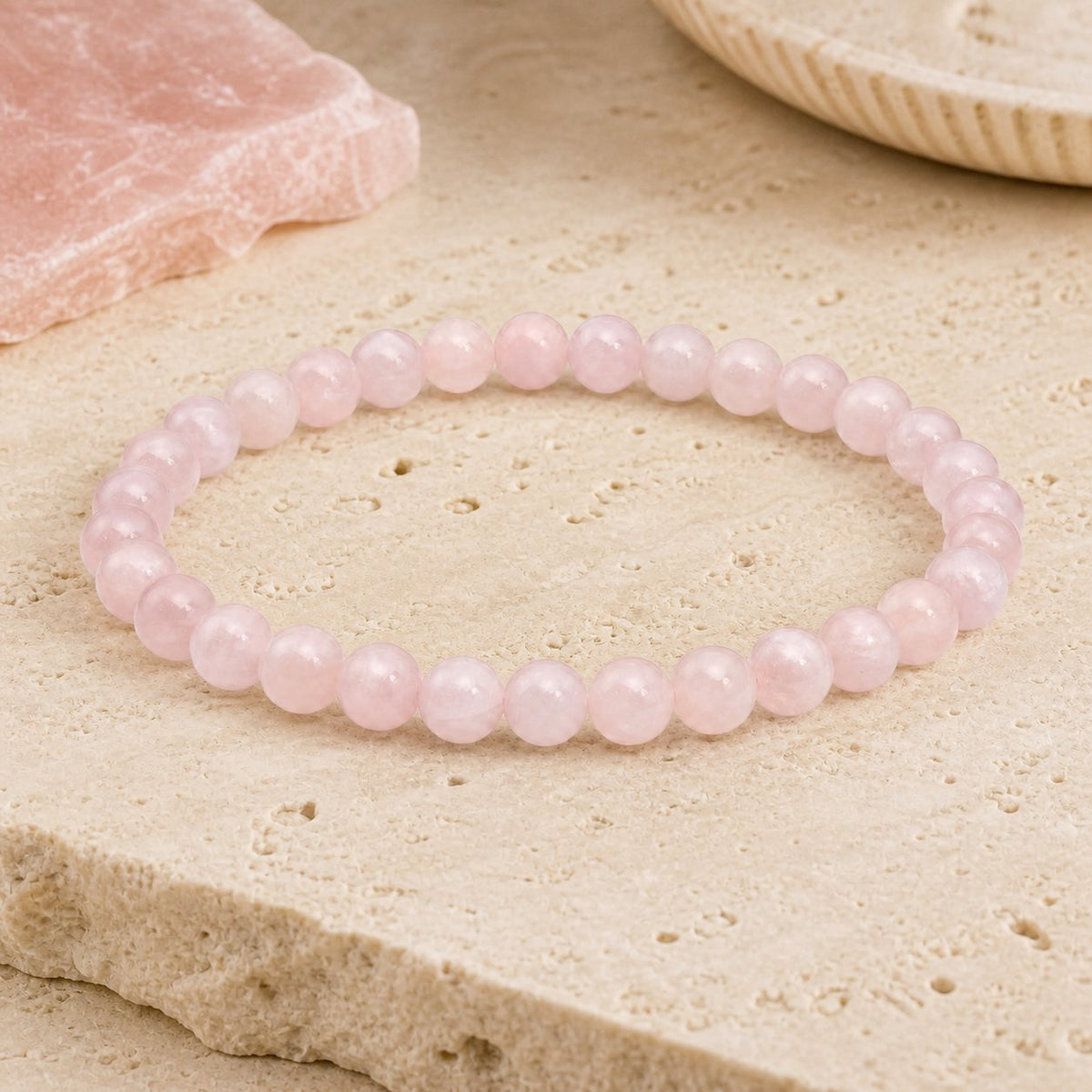 Bracelet Quartz Rose 6 mm – Tendresse Fidèle