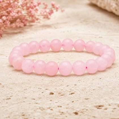 Bracelet Quartz Rose 8 mm – Élan Neuf