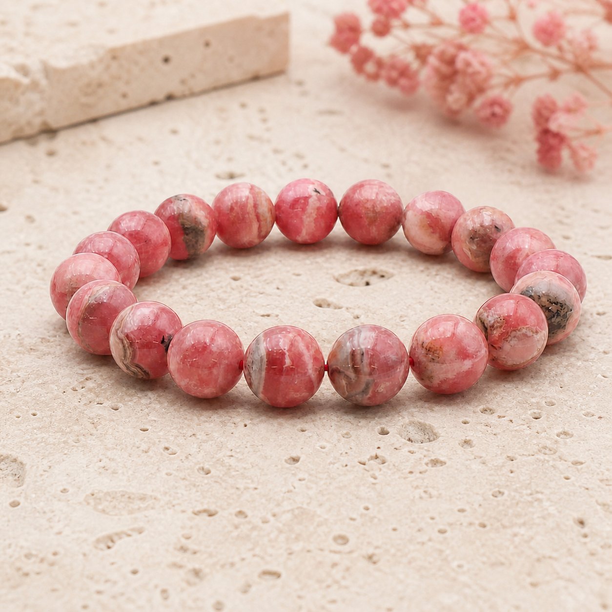 Bracelet Rhodochrosite 10 mm – Mémoire Tendre