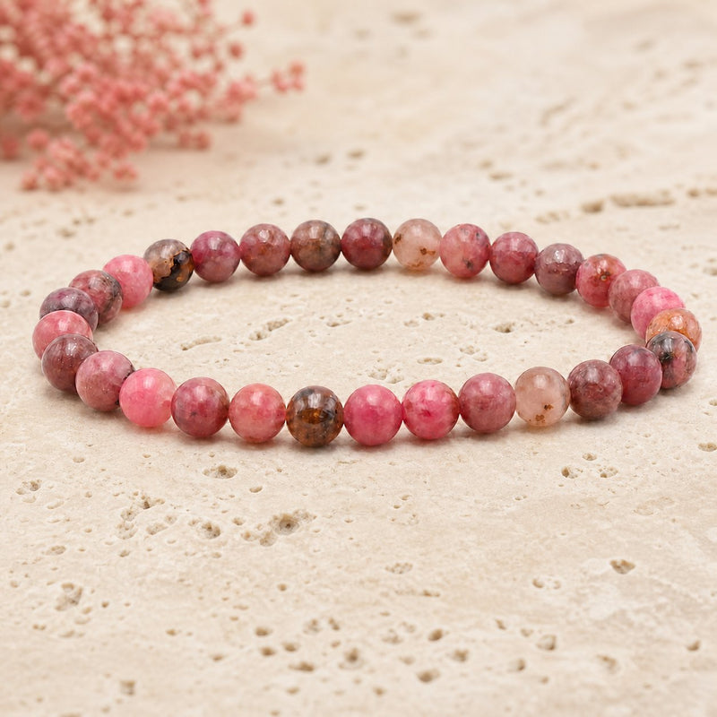 Bracelet Rhodonite 6 mm – Force de l’Amour