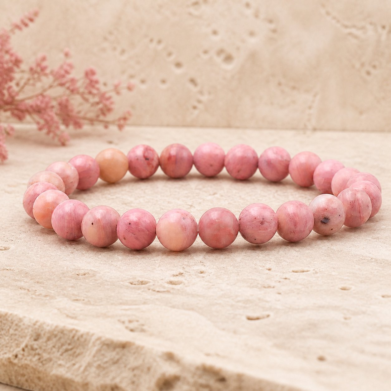Bracelet Rhodonite 8 mm – Douceur de la Colère