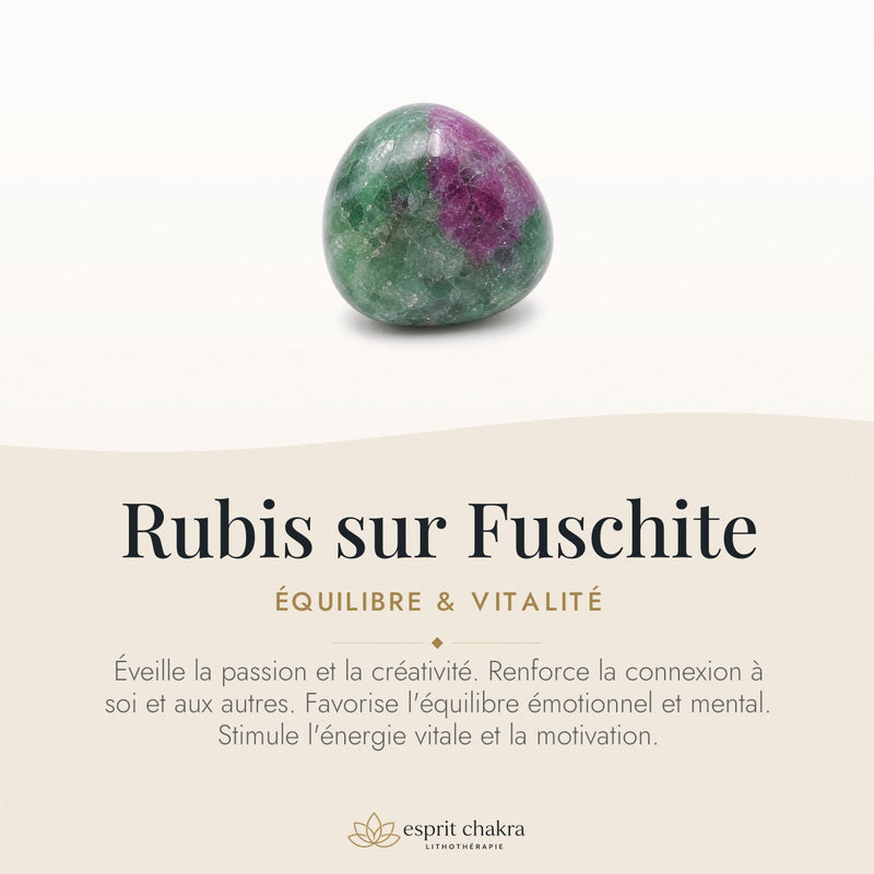Bracelet Rubis sur Fuschite 8 mm – Équilibre de la Passion