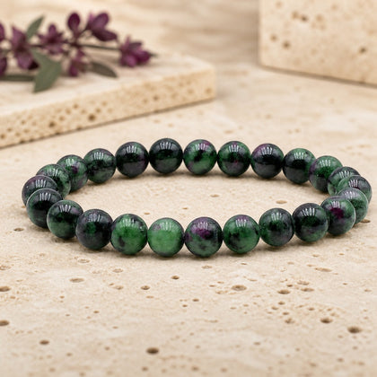 Bracelet Rubis Zoïsite 8 mm – Renaissance Joyeuse