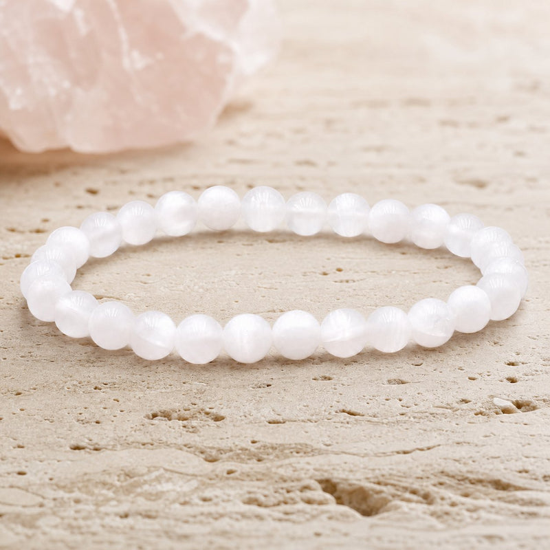 Bracelet Sélénite 6 mm – Clarté Sereine