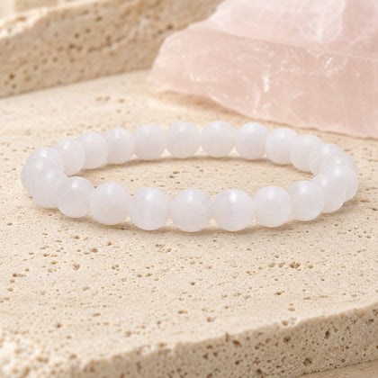 Bracelet Sélénite 8 mm – Douceur de la Lumière