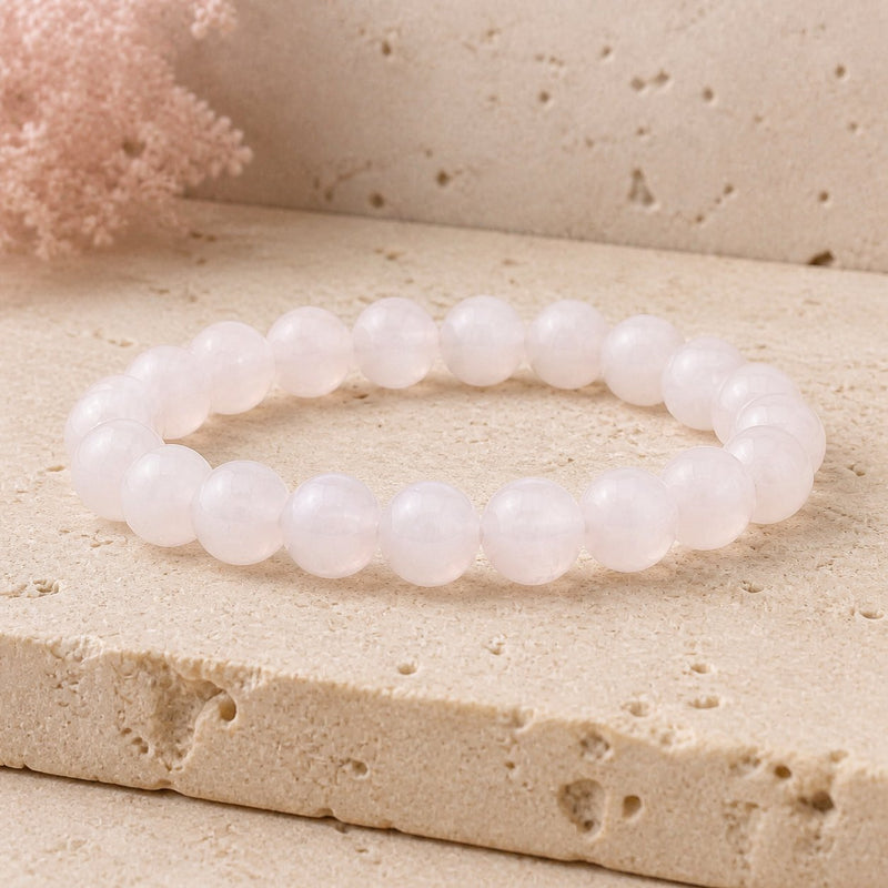 Bracelet Sélénite 8 mm – Éveil Doux