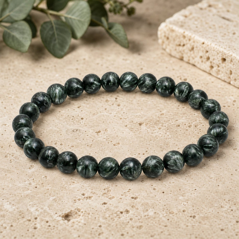 Bracelet Séraphinite 6 mm – Éveil Léger