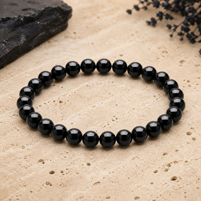 Bracelet Spinelle Noire 6 mm – Débuts Sereins