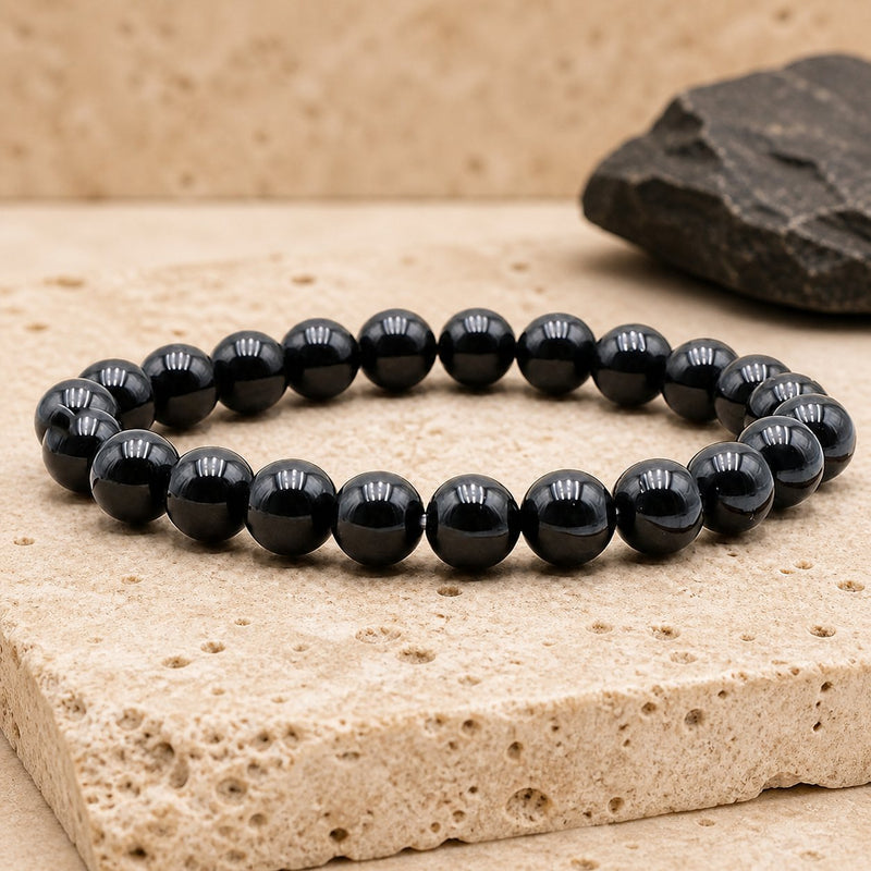 Bracelet Spinelle Noire 8 mm – Élan Retrouvé