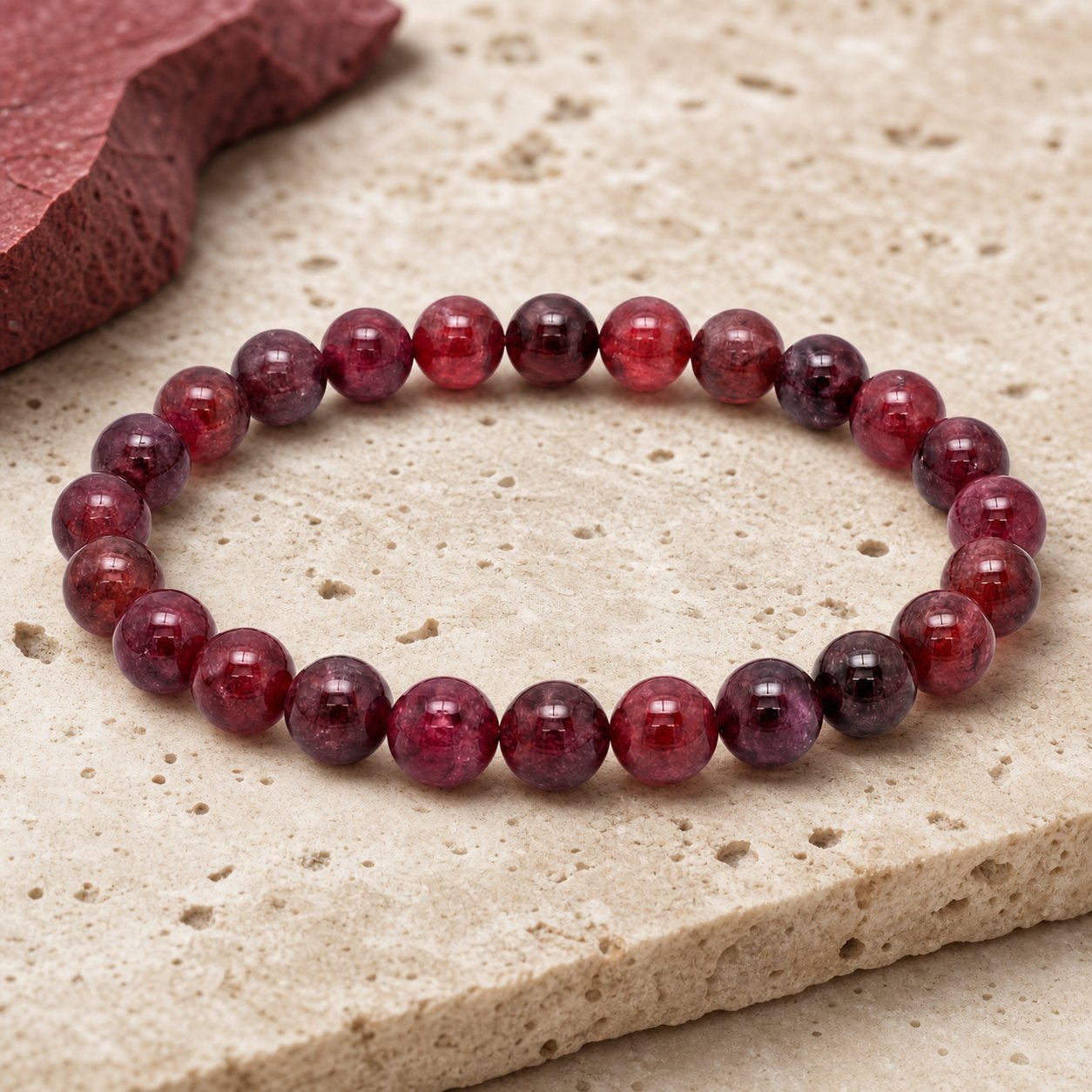 Bracelet Spinelle Rouge 6 mm – Ardeur de l’Action