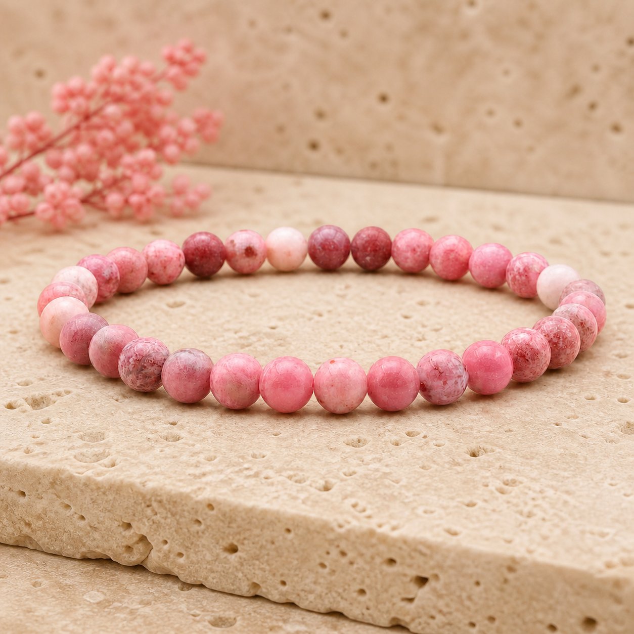 Bracelet Thulite 6 mm – Calme Simple