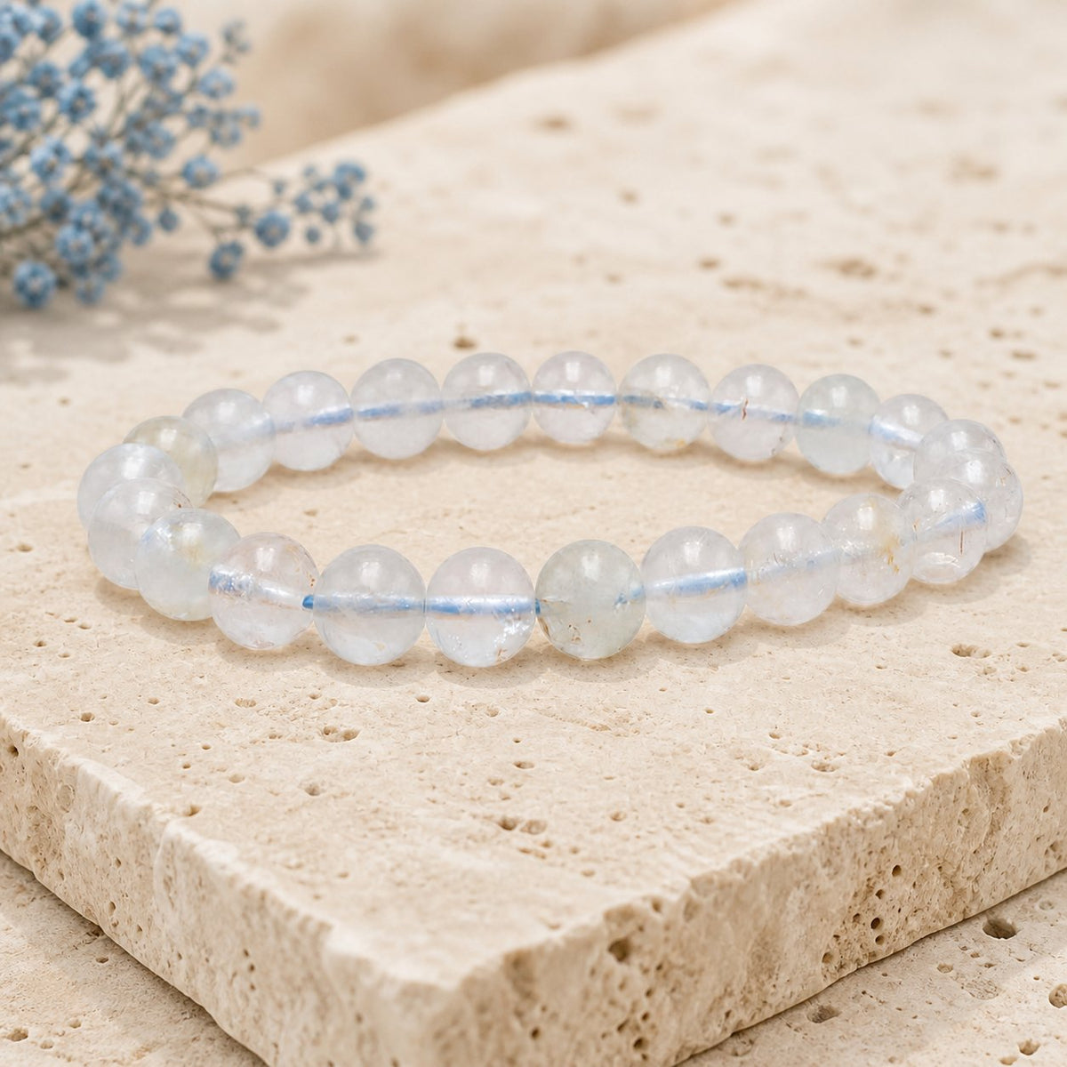 Bracelet Topaze Bleue 8 mm – Parole Nette