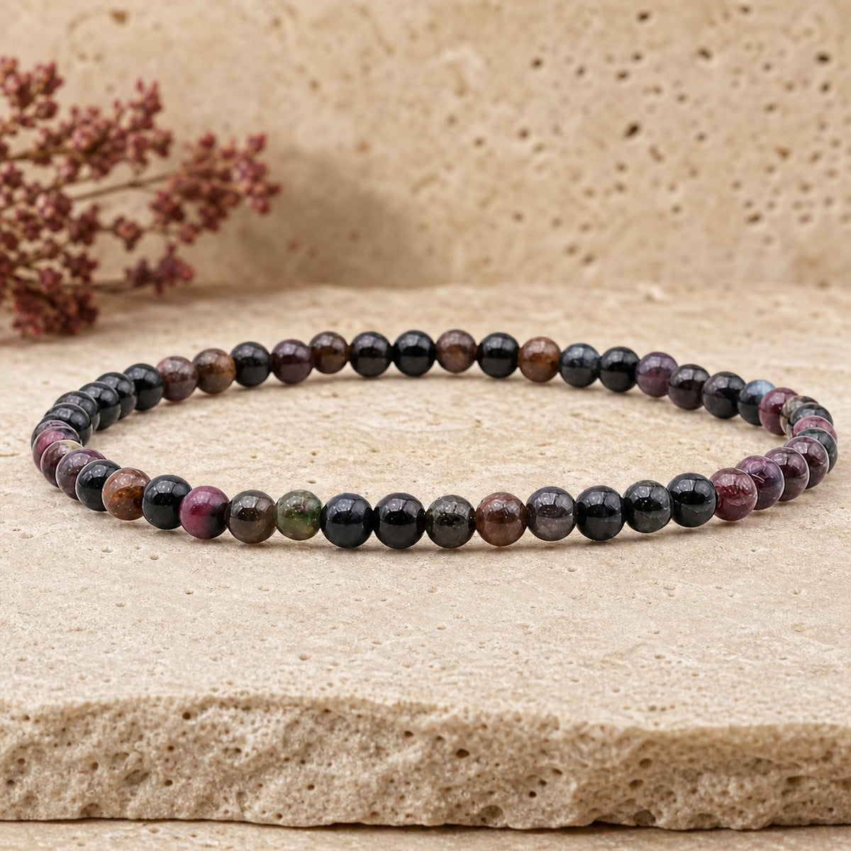Bracelet Tourmaline Multicolore 4 mm – Diversité Sereine