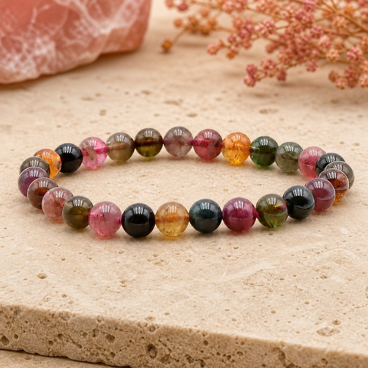 Bracelet Tourmaline Multicolore 6 mm – Silence Paisible