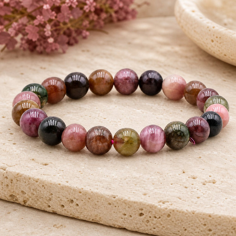 Bracelet Tourmaline Multicolore 8 mm – Paix Douce