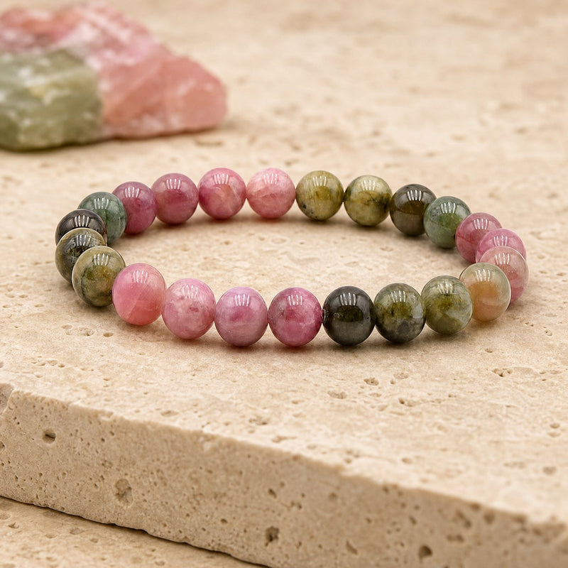 Bracelet Tourmaline Multicolore 8 mm – Paix Légère