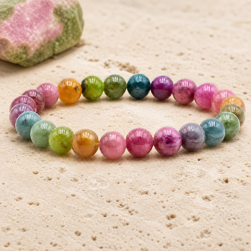 Bracelet Tourmaline Multicolore 8 mm – Paix Simple