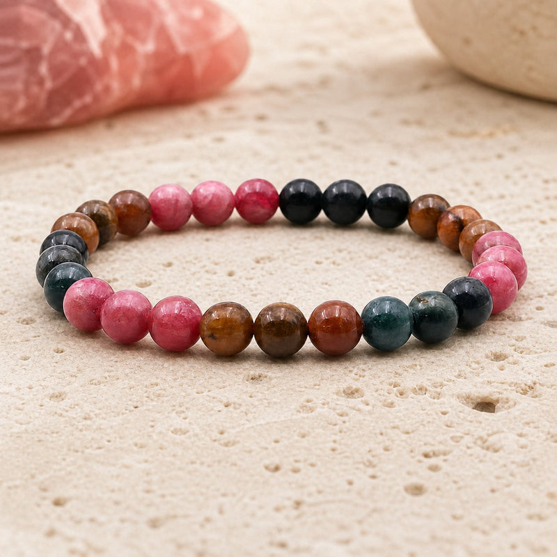 Bracelet Tourmaline Multicolore 8 mm – Paix Tranquille