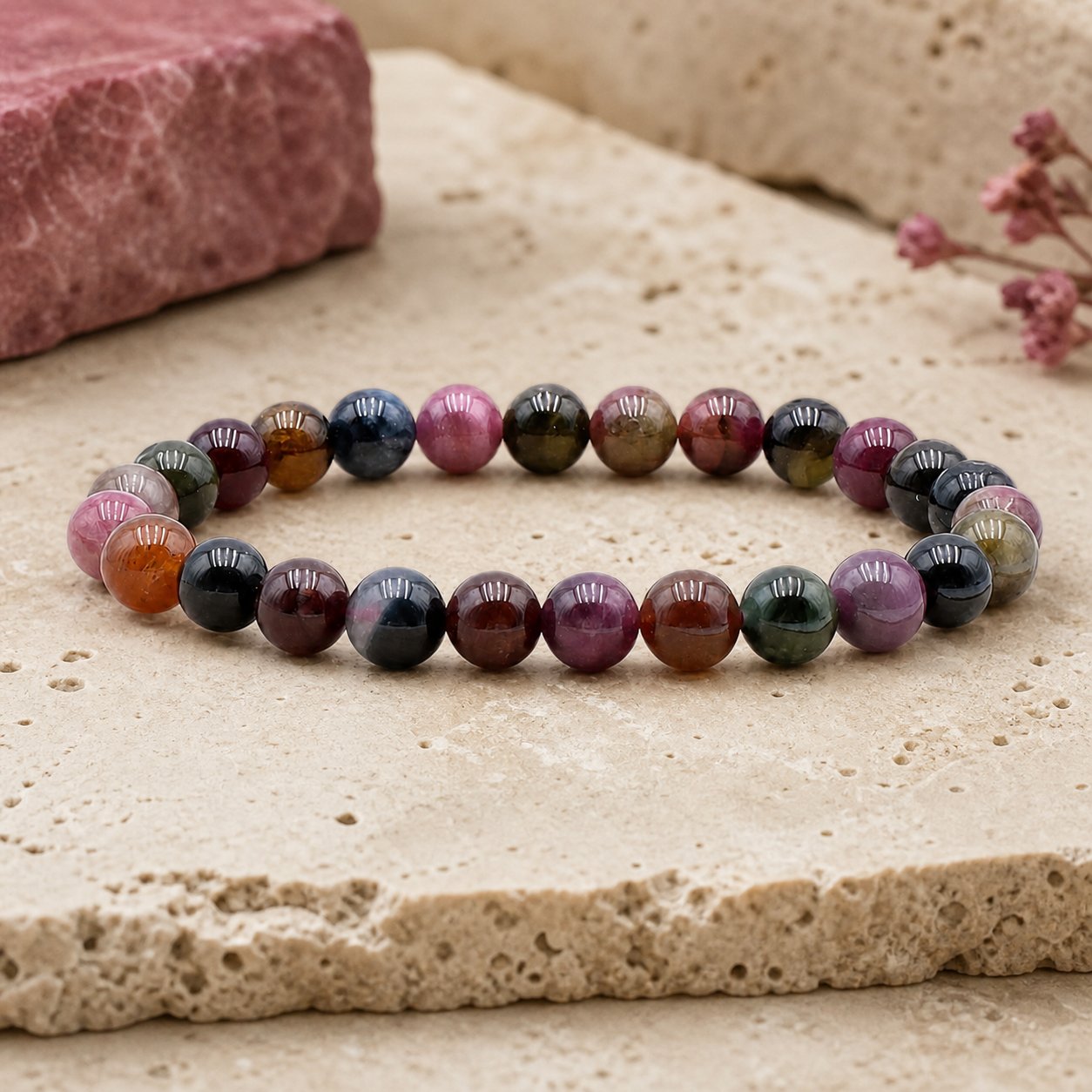 Bracelet Tourmaline Multicolore 8 mm – Silence Léger