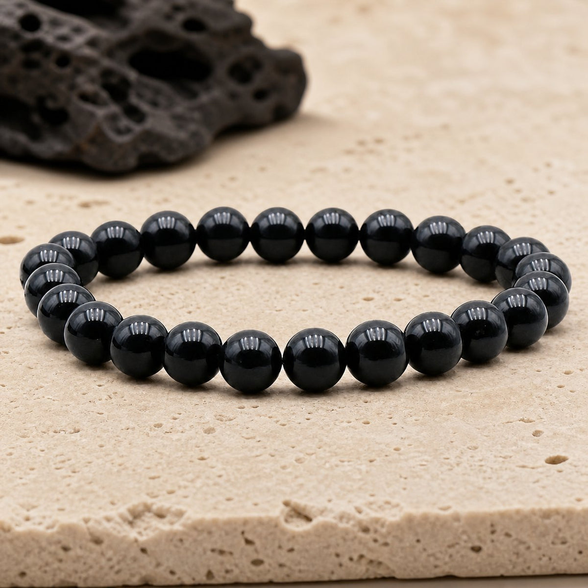 Bracelet Tourmaline Noire 8 mm – Sérénité Légère